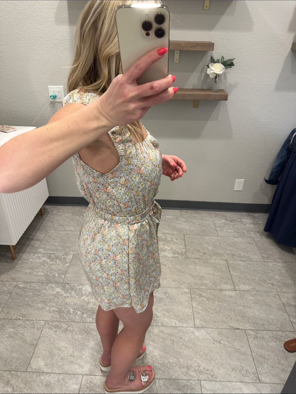 Altar'd State Pastel Floral Tie-Waist Romper - Picture 4 of 5